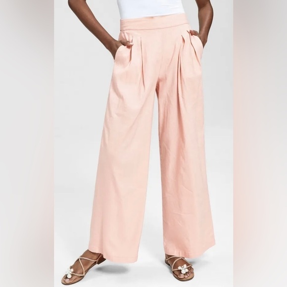 INC International Concepts Pants - INC High-rise Wide-leg Coral Pants